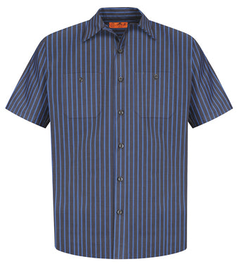 CS20LONG Red Kap® Long Size, Short Sleeve Striped Industrial Work Shirt