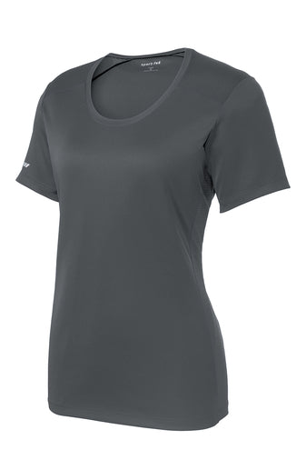 LST380 Sport-Tek® Ladies PosiCharge® Elevate Scoop Neck Tee Grey