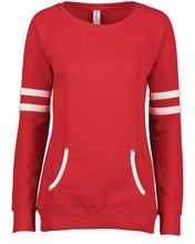 Load image into Gallery viewer, EZ370 Enza® 37079 Ladies Varsity Fleece Crew Neck Pullover
