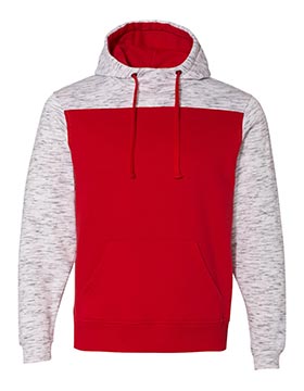 JA364 J.America® 8676 Melange Fleece Color Blocked Hood